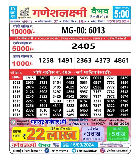 ganesh laxmi lottery result today 5pm|Maharashtra 14.3.2024 Ganeshlaxmi Gaurav Weekly Lottery .